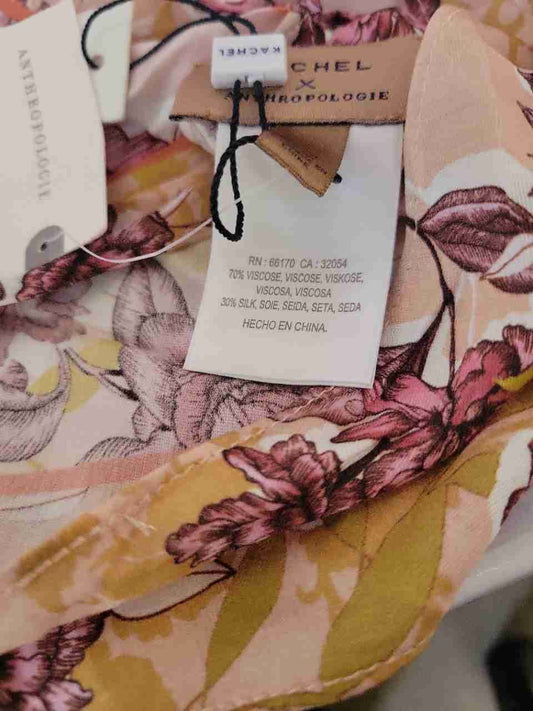 NWT Women's Kachel x Anthropologie Rose/Pink Print Silk Scarf