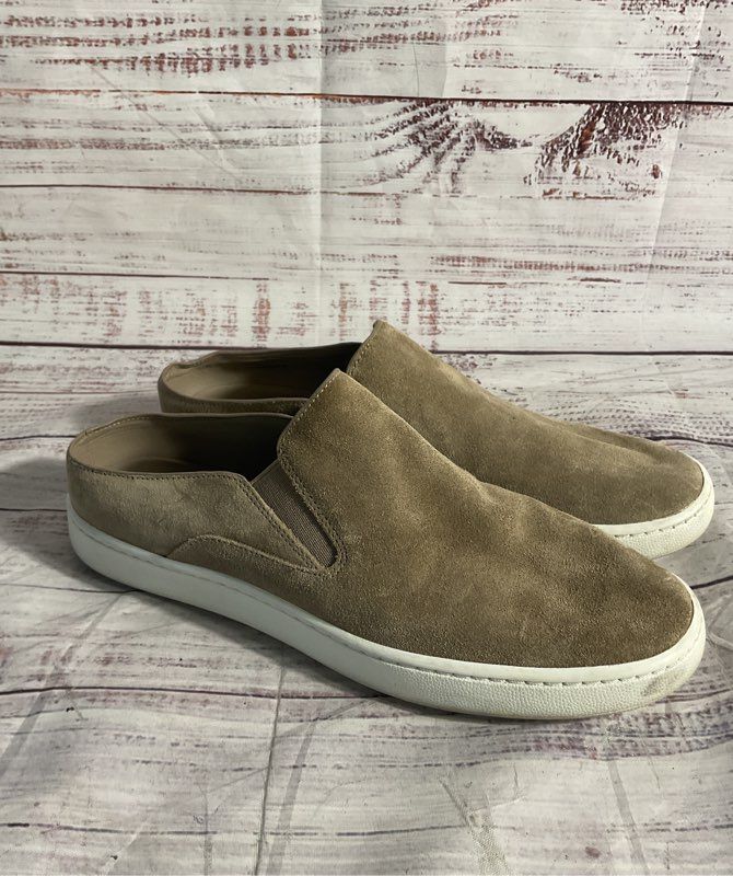Vince Women's Taupe Brown Suede Leather Slip On Verrell Mule Sneakers Size 6