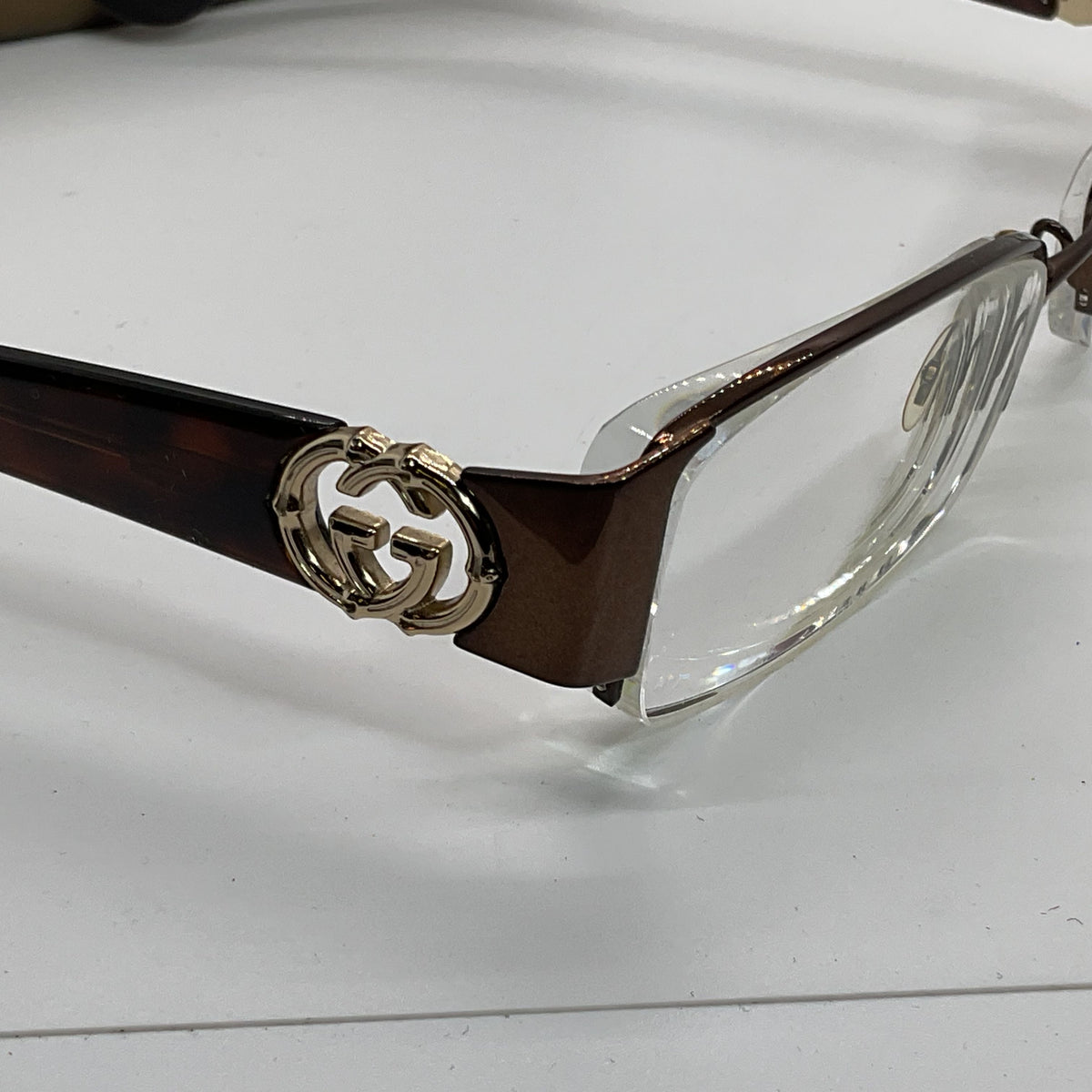 GUCCI GG2844 Unisex Brown Gold Tone Logo Eyeglasses- 51[ ]17 135 (FRAMES ONLY)