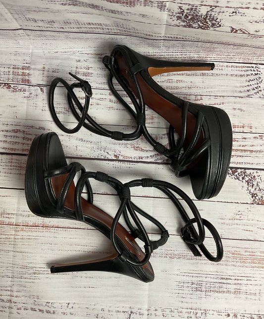 Leon Max Black Strappy Wrap Around Ankle 5" Heel Women 9.5