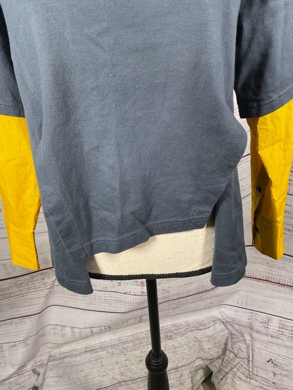 ENFOLD Women's Grey & Yellow Layer Long Sleeve Shirt Size 36 Made in Japan