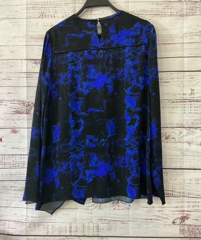 Women's Proenza Schouler Blue and Black Print Silk Top Size 6
