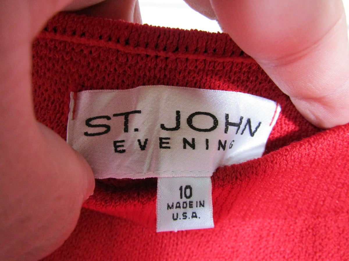St. John Women's Red Wool Blend Knit Straight Leg Pants Size 10 Made in The USA