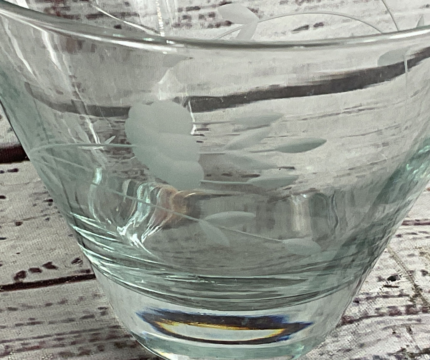 Princess House Etched Floral Set of 2 Stemless Martini Glasses Clear