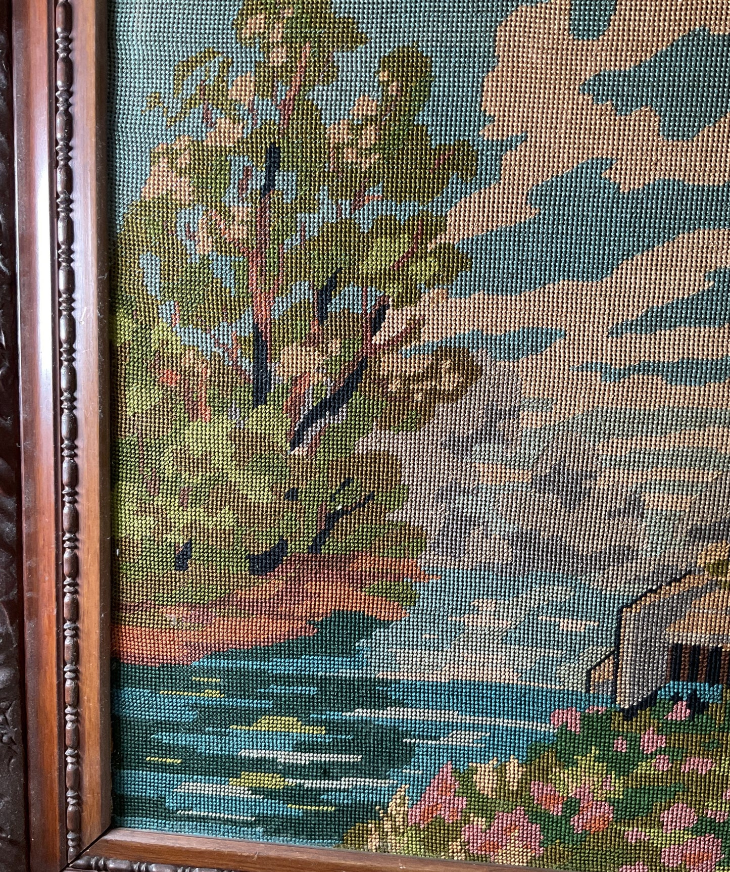 Antique Royal Paris French Tapestry Needlework Framed