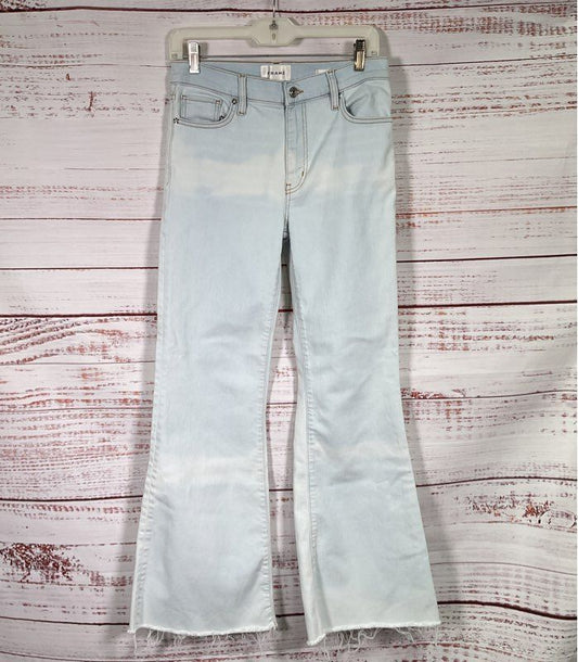 Frame The Icon Raw Hem Flare Jeans Blue 27