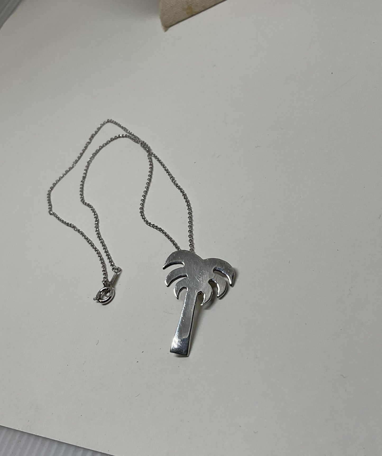 Sterling Silver Palm Tree Pendant Chain Necklace