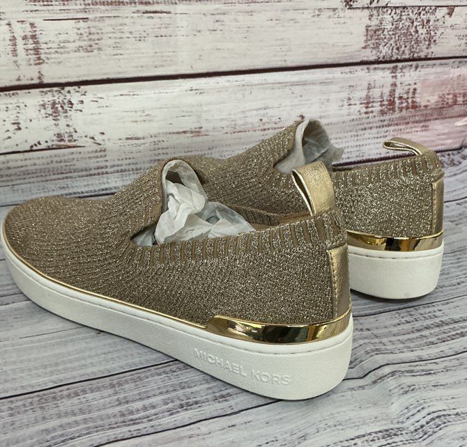 NIB Michael Kors Skyler Slip On Gold Sneaker Size 8 GREAT CONDITION!!