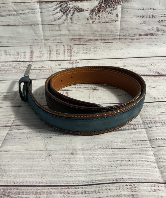 GP & Max Italian Leather Vera Pelle Men's Blue & Brown Leather Belt Size 53