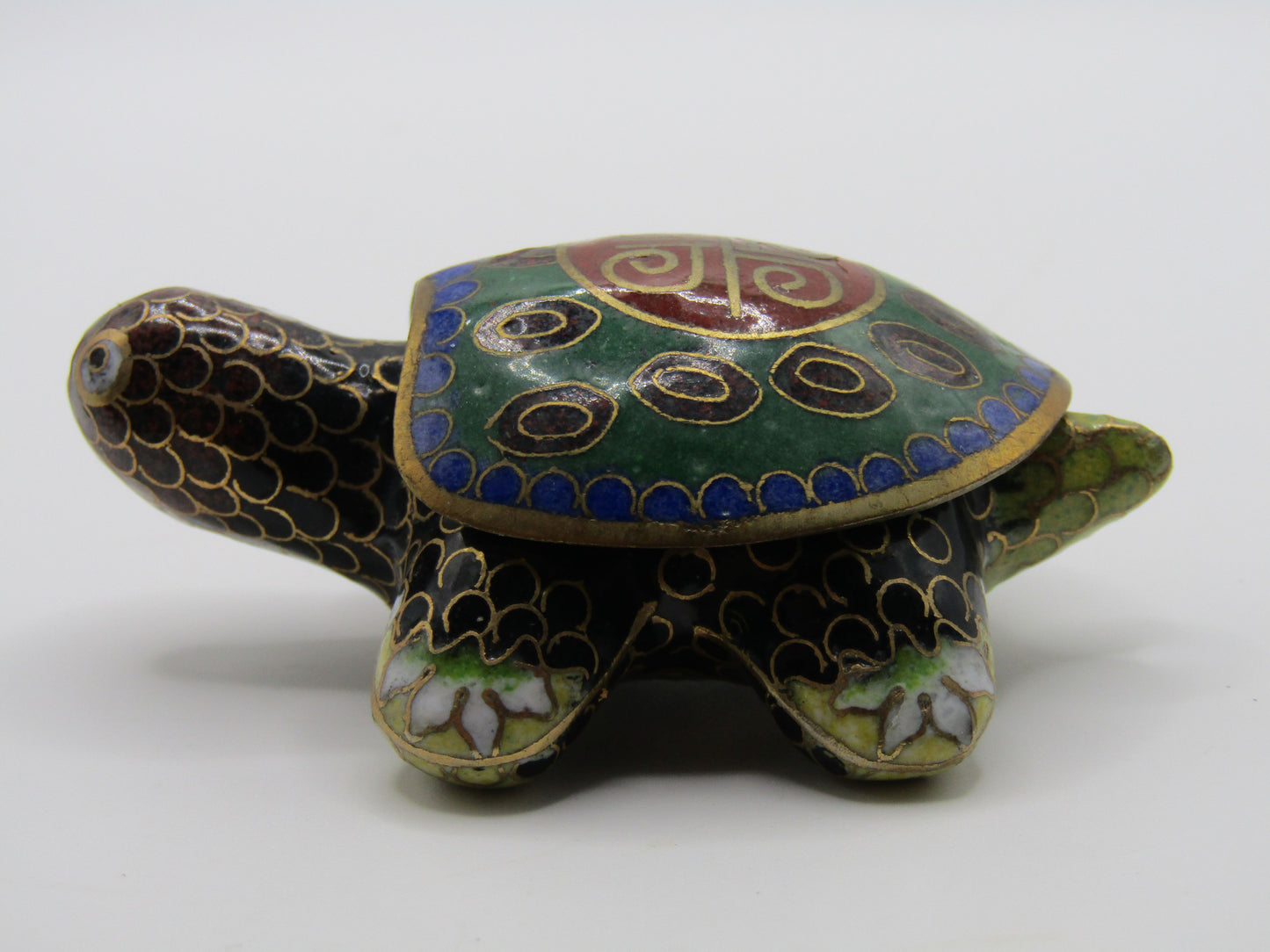 Vintage Handcrafted Cloisonné Enamel Turtle Pill Box