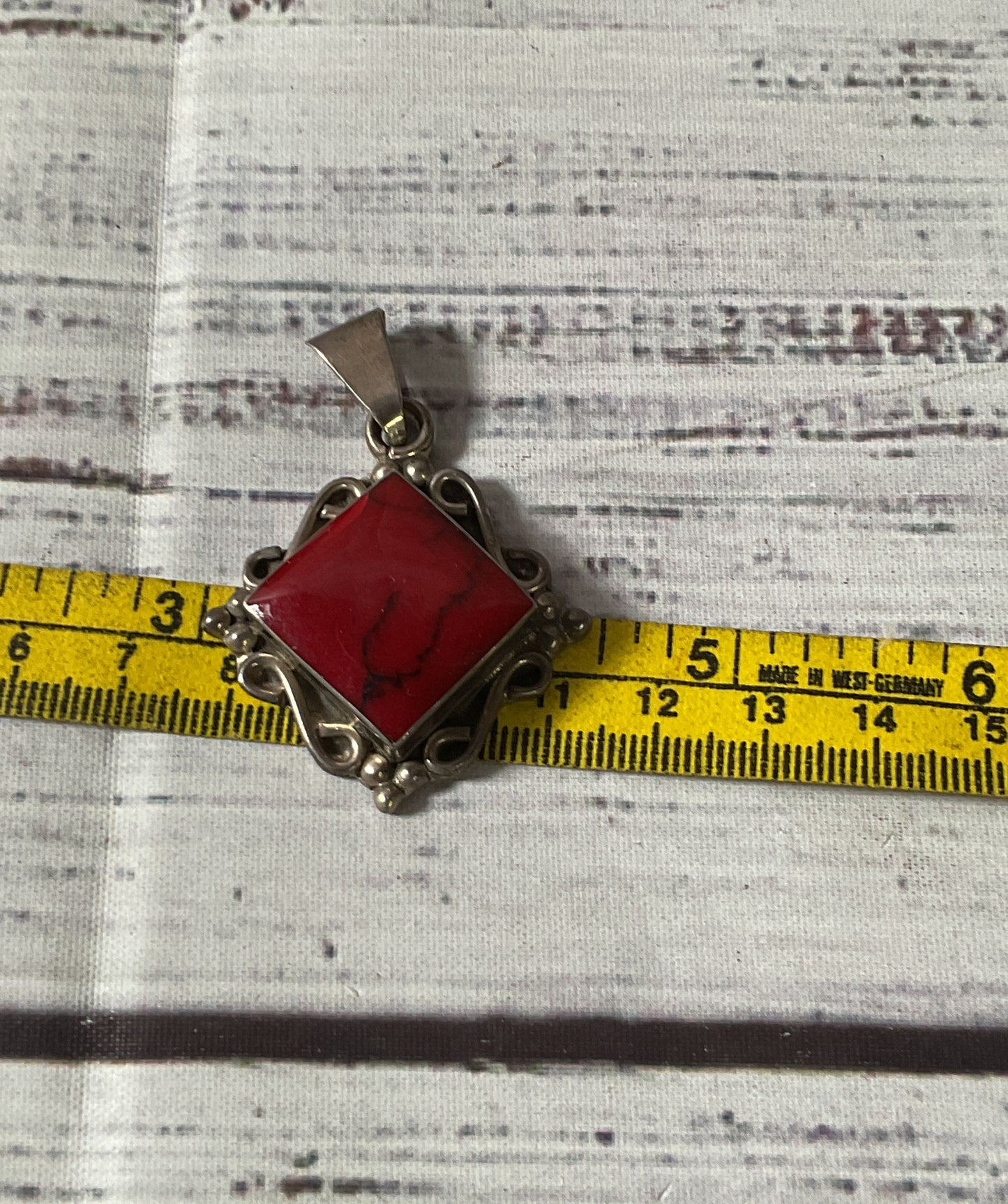 Red Jasper Sterling Silver Vintage Pendant