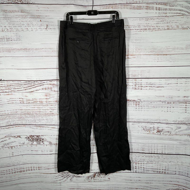 NWT Theory Classic Straight Black Linen Viscose Pants - Size 12 MSRP $345