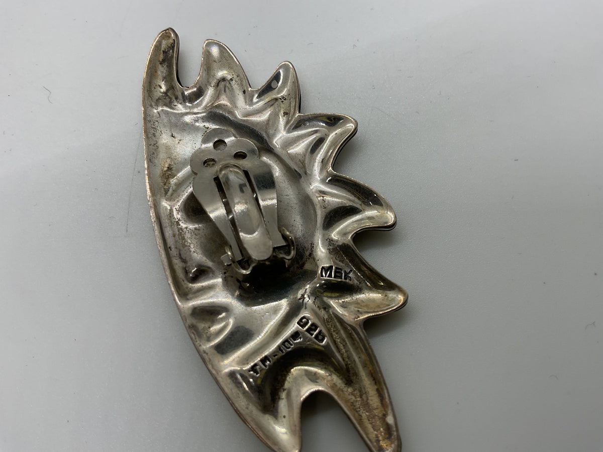 TAXCO Mexico Sterling Silver & Brass Half Sun SINGLE 2.5" Earring- 12.60g