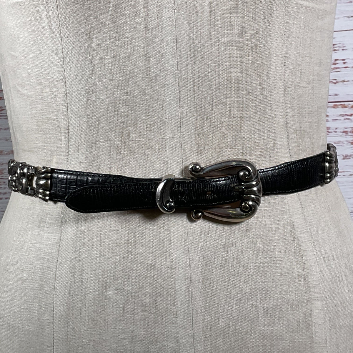 BRIGHTON Women's Black Leather Link Western .75" Belt- 31"