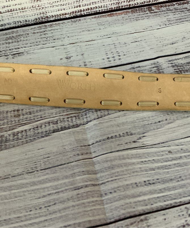 Women's Worth Beige Leather Belt with stitch design Size S