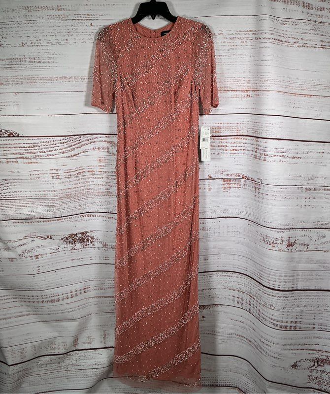 NWT Aidan Mattox Peach Beaded Formal Dress Size 6 Retail $595
