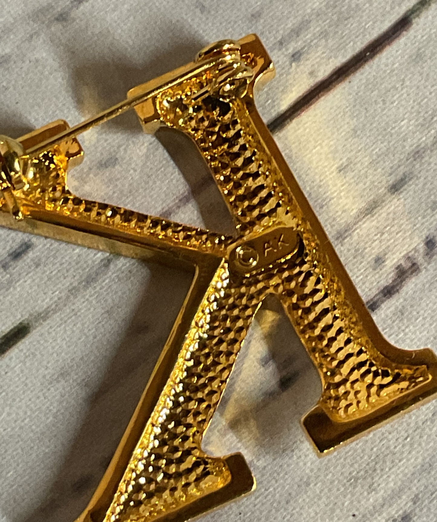 Anne Klein Gold Tone Vintage "K" Brooch