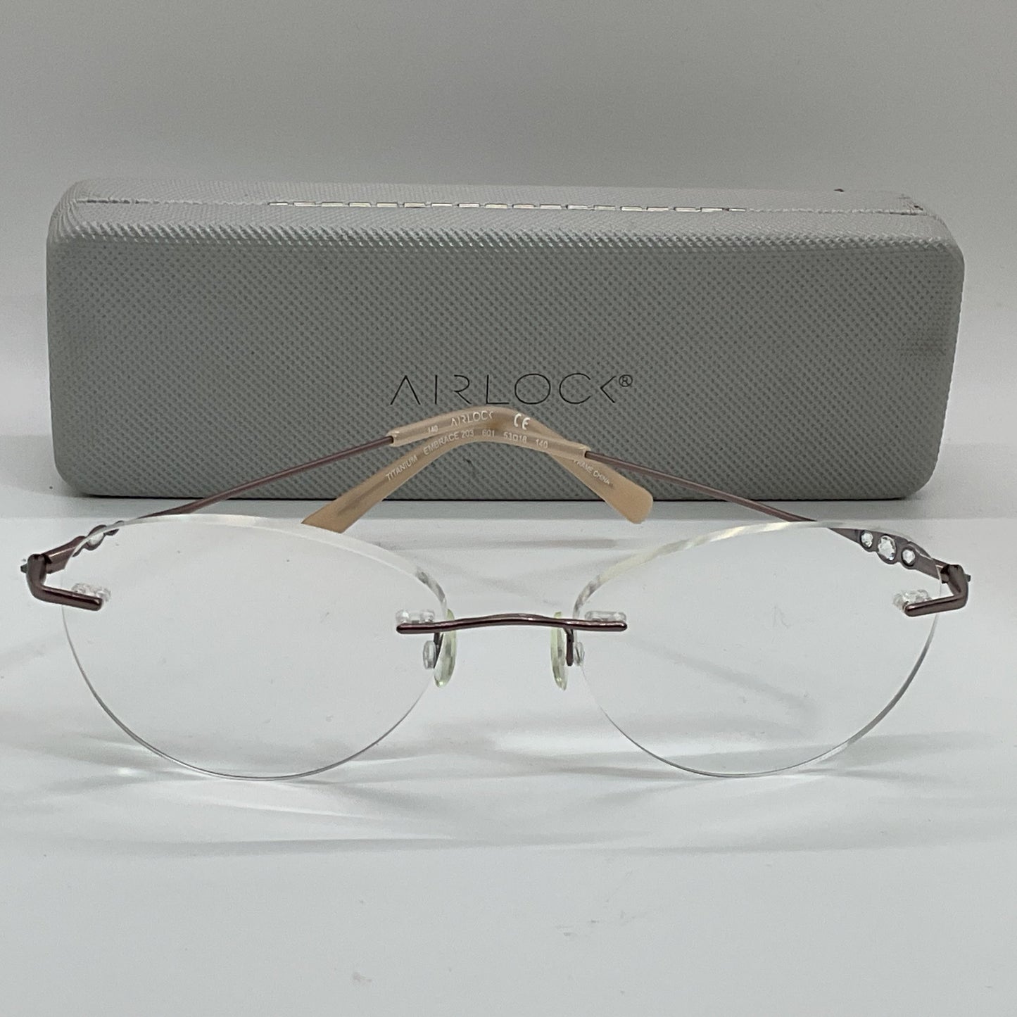 AIRLOCK Embrace Titanium Women's Rhinestone Eyeglasses 53[ ]18 140 (FRAMES ONLY)