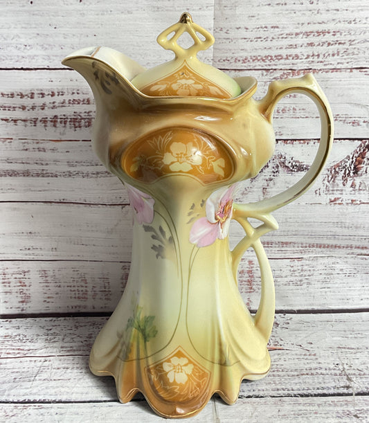 Robinson's Vintage Prussian Art Nouveau Style Tea Pot & Saucers Multicolor