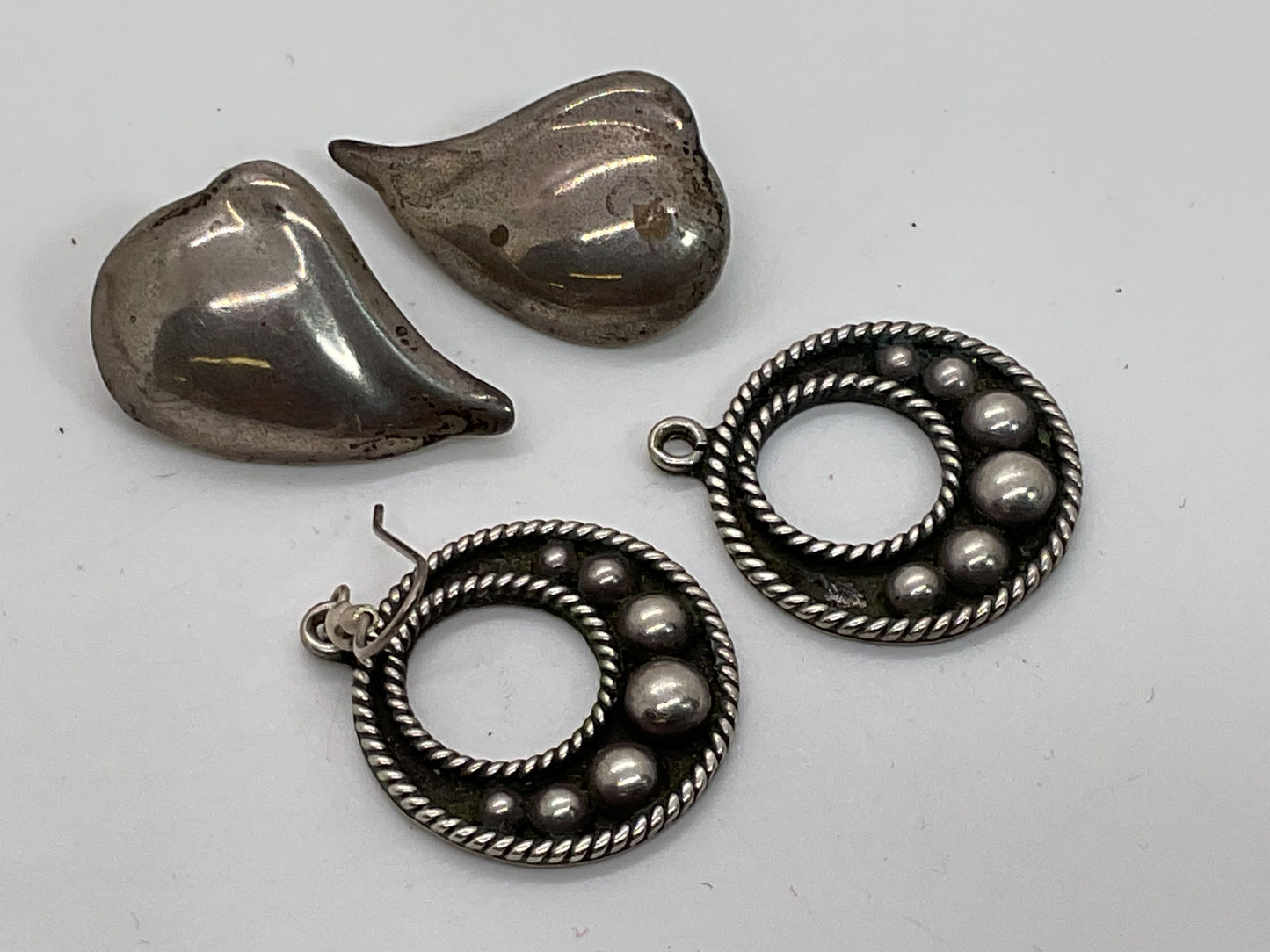 Set of 2 VTG. TAXCO Mexico Sterling Silver Earrings- 18.06g