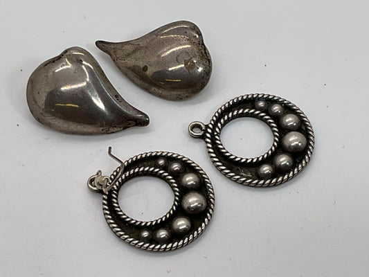 Set of 2 VTG. TAXCO Mexico Sterling Silver Earrings- 18.06g