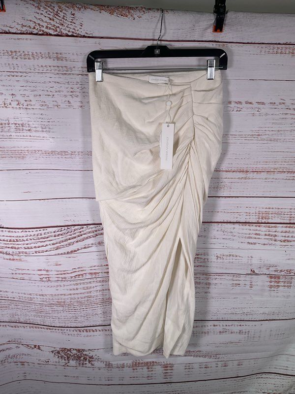 NWT Jonathan Simkhai Hayden Skirt Women's Ruffled Side Size 2 Cream