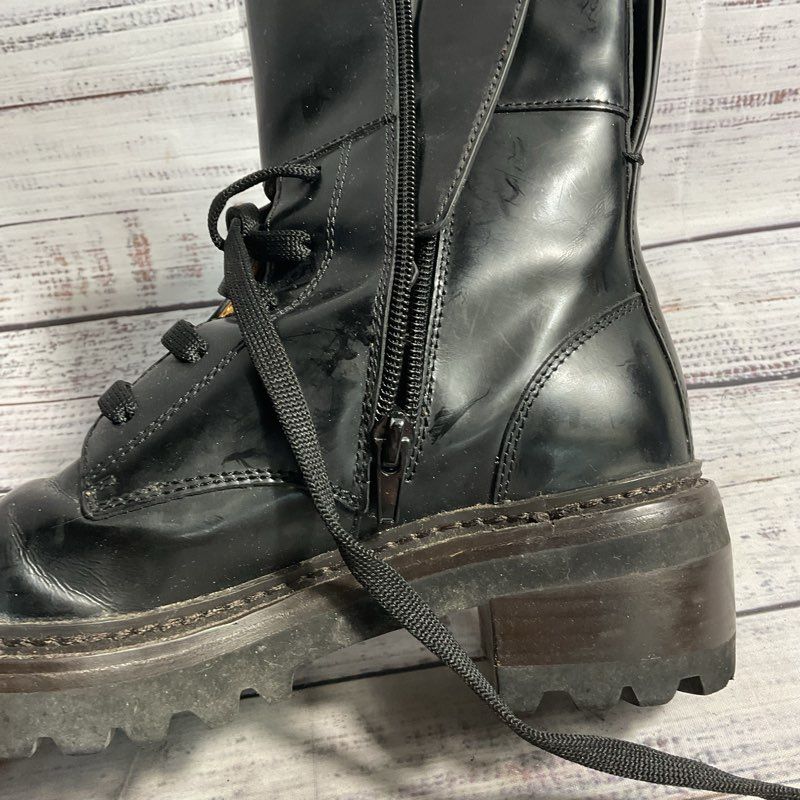 See By Chloe Mallory Buckled Black Leather Combat Boot Women's Size 5