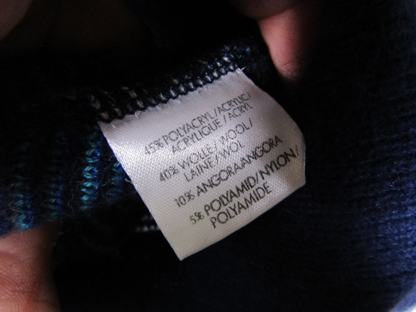Vintage Mondi Women's Blue & Gray Wool Blend Knit Pullover Sweater Size 42