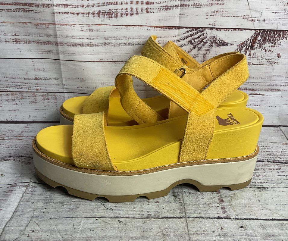 Sorel Joanie IV Y Strap Wedge Sandals Yellow 9