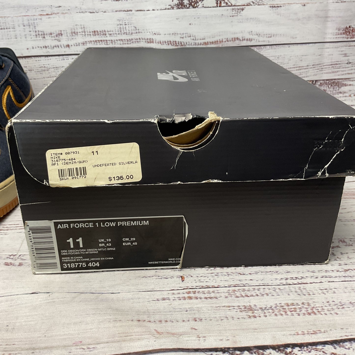 Nike Air Force 1 Low Premium Denim Blue Sneaker Shoe Women Size 11