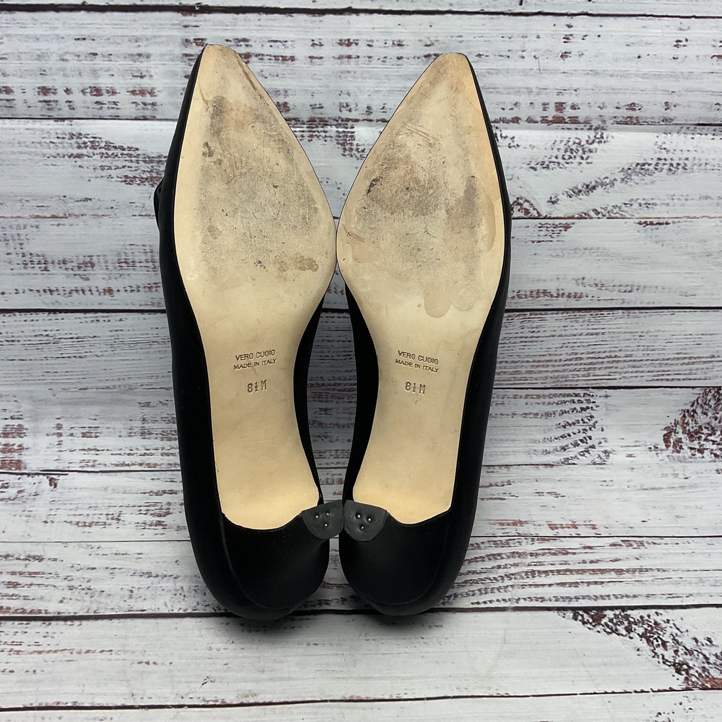 Silvia Fiorentina Black Satin Kitten Heel Bow Women Size 8.5