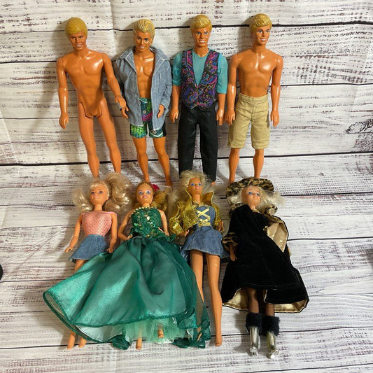 Set of 7 Mattel Barbie & Ken Dolls & Case- 1966, 1983, 1987, 1988, 1990