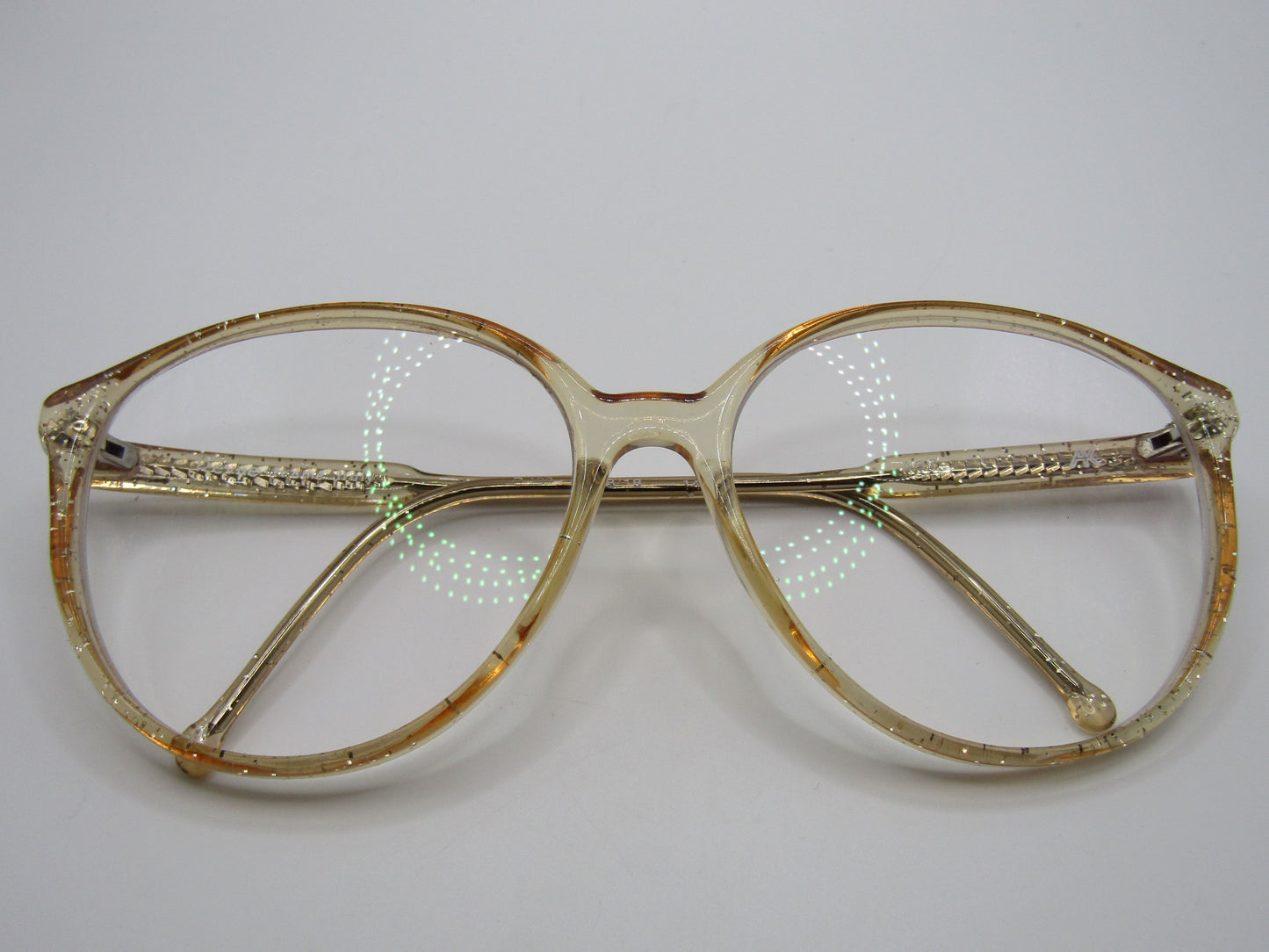 Vintage Revue Women's Gold Speckle Round Eyeglasses Frame Made in Italy