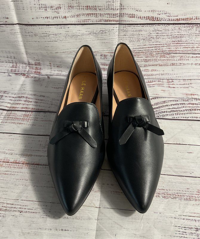 Cole Haan Women's Black Leather Viola Skimmer Flat W27673 Size 6B