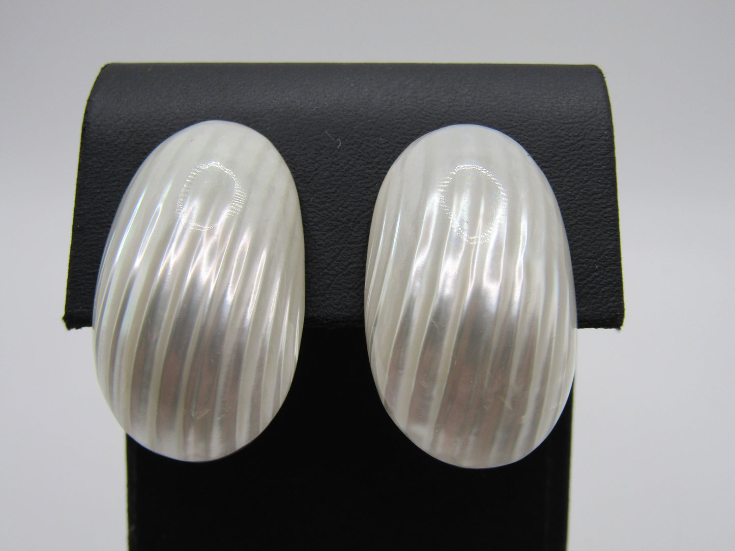Mother of Pearl Oval Dome Stud Earrings