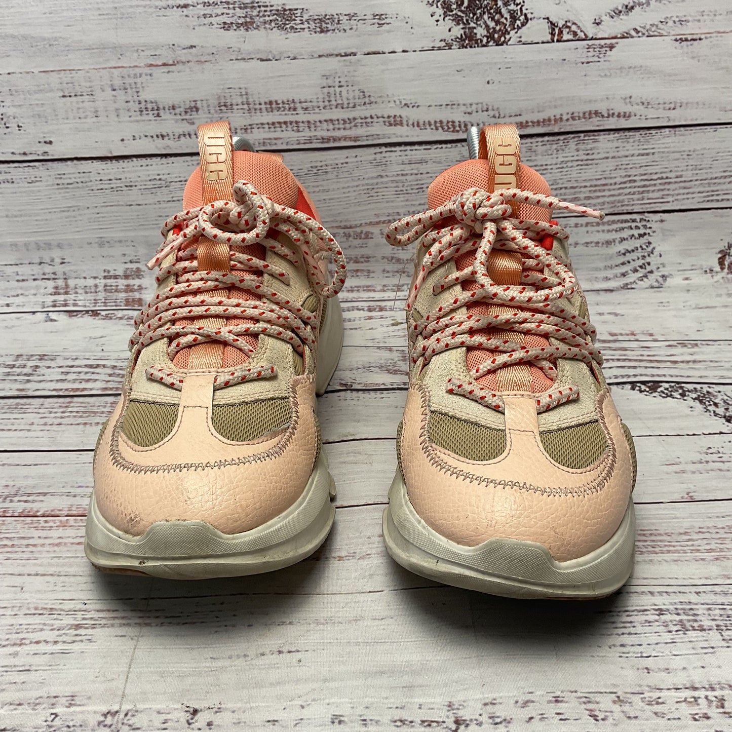 Ugg Calle Lace Sneaker Pink Leather Shoe Women Size 8