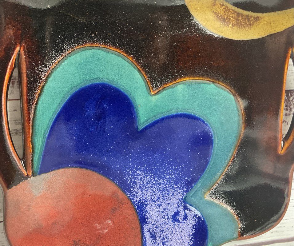 Kazuko Matthews Handmade Ceramic Flower 11.5" Serving Tray Multicolor