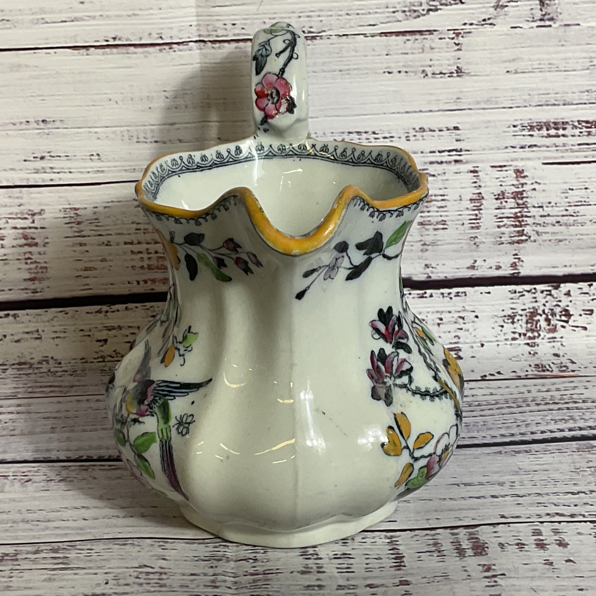 VTG. ASHWORTH BROS England Hanley Chinoserie Willow Handpainted Pitcher- 5.75"