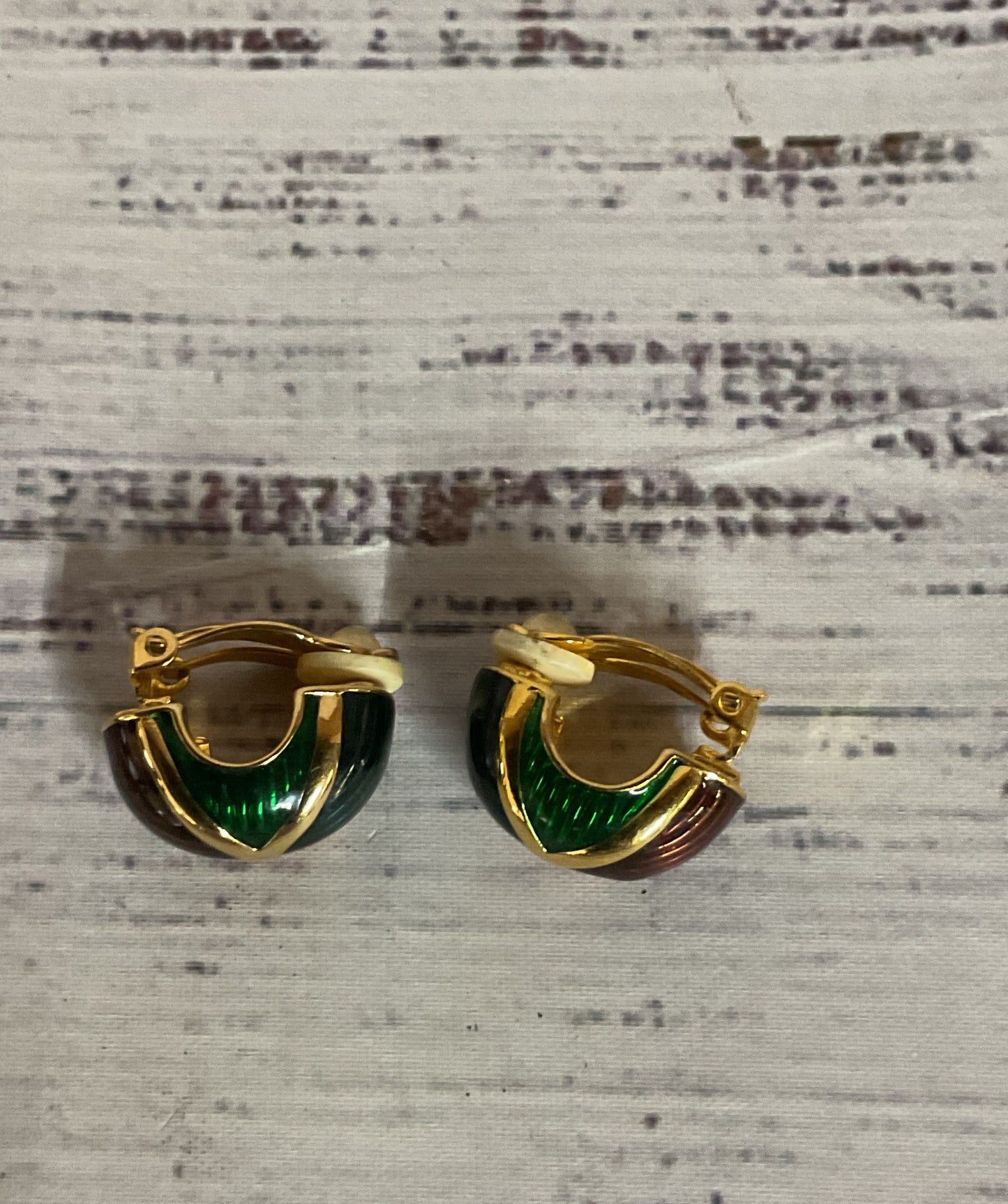 Joan Rivers Gold Tone Clip On Earrings Multi Color Enamel