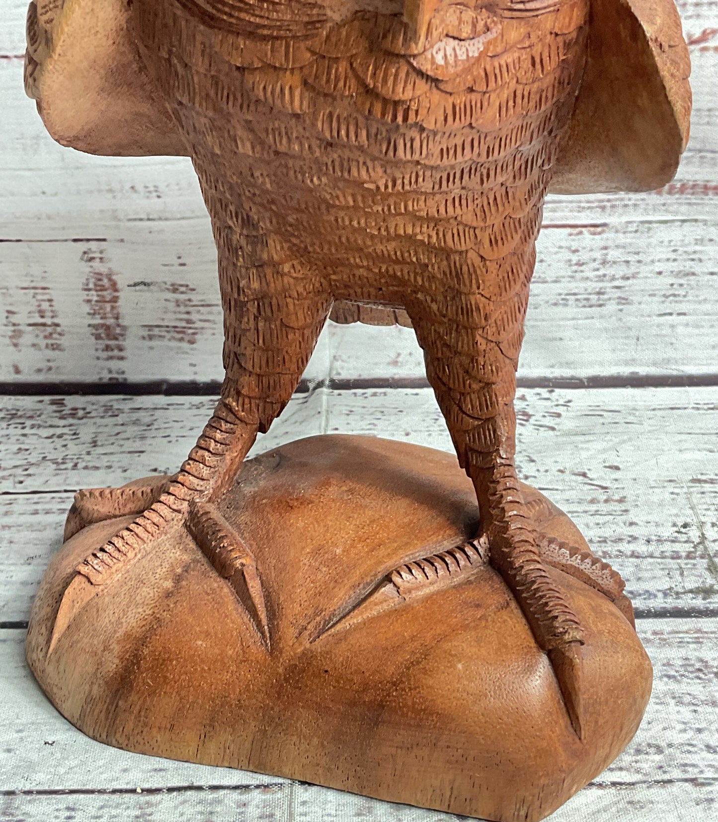 Hand Carved Wooden 8.5' Owl Brown