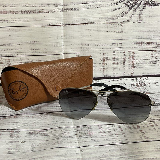RAY-BAN RB3449 Men's Silver Tone Gray Gradient Lens Sunglasses w/ Case- 59[ ]14