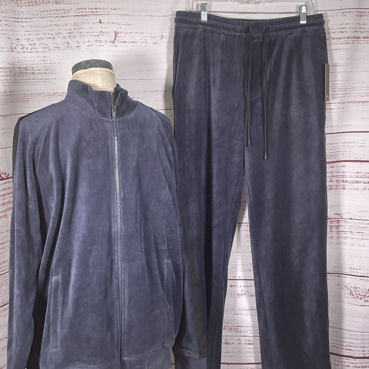 NWT TENORE Men's Navy Blue Velour Track Suit- SZ L