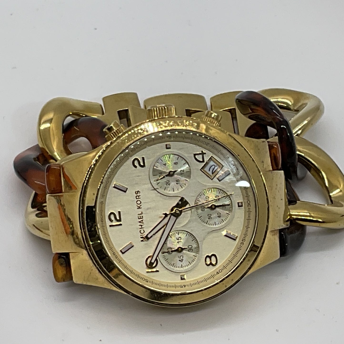 MICHAEL KORS MK-4222 Women's Gold Tone & Lucite Chronograph Watch