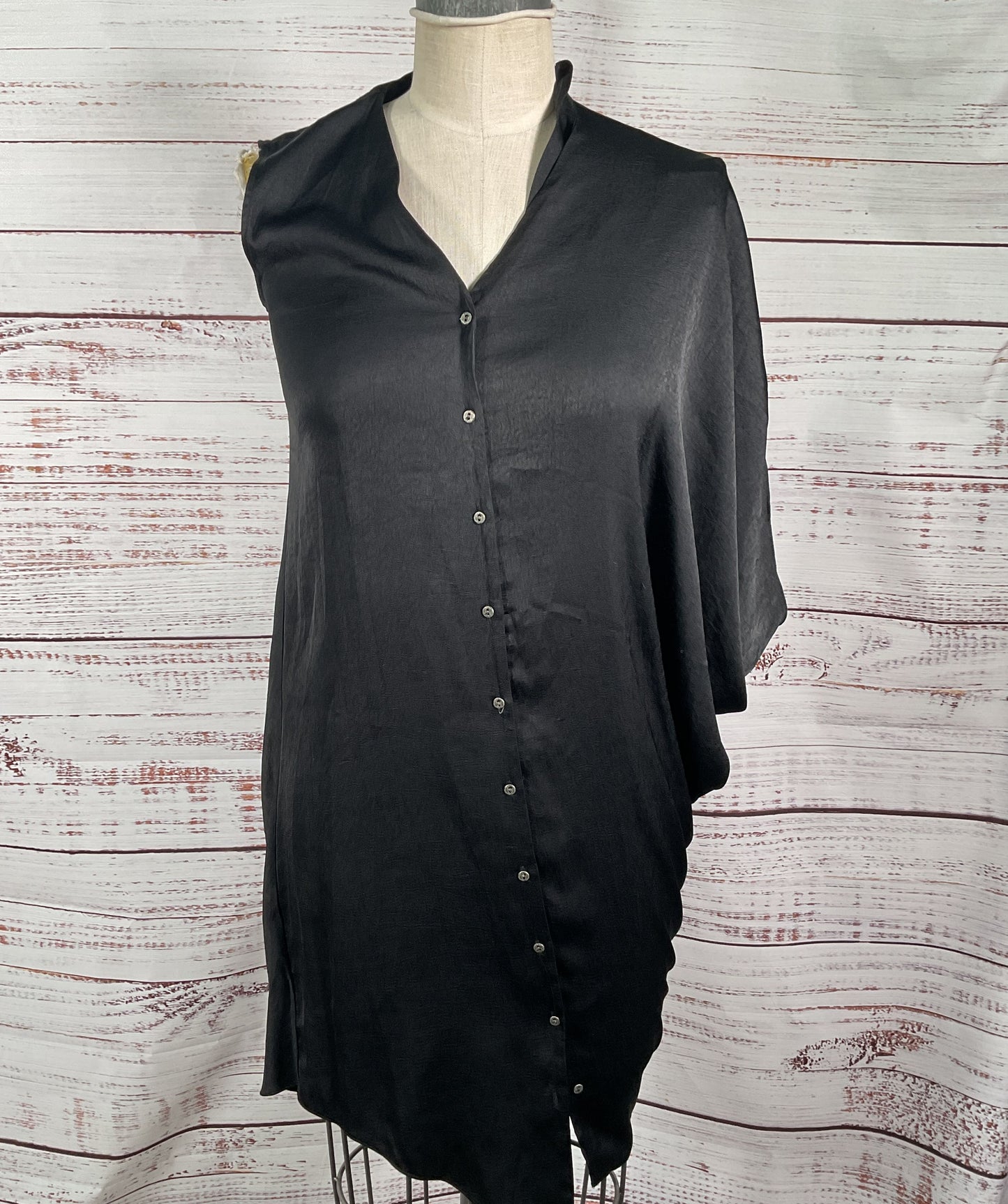 Helmut Lang Draped Asymmetrical Long Tunic Top Black P