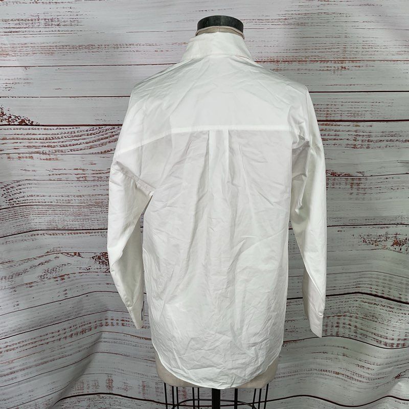 Favorite Daughter White Embroidered Logo Cuff Button Up Dress Shirt Blouse XS
