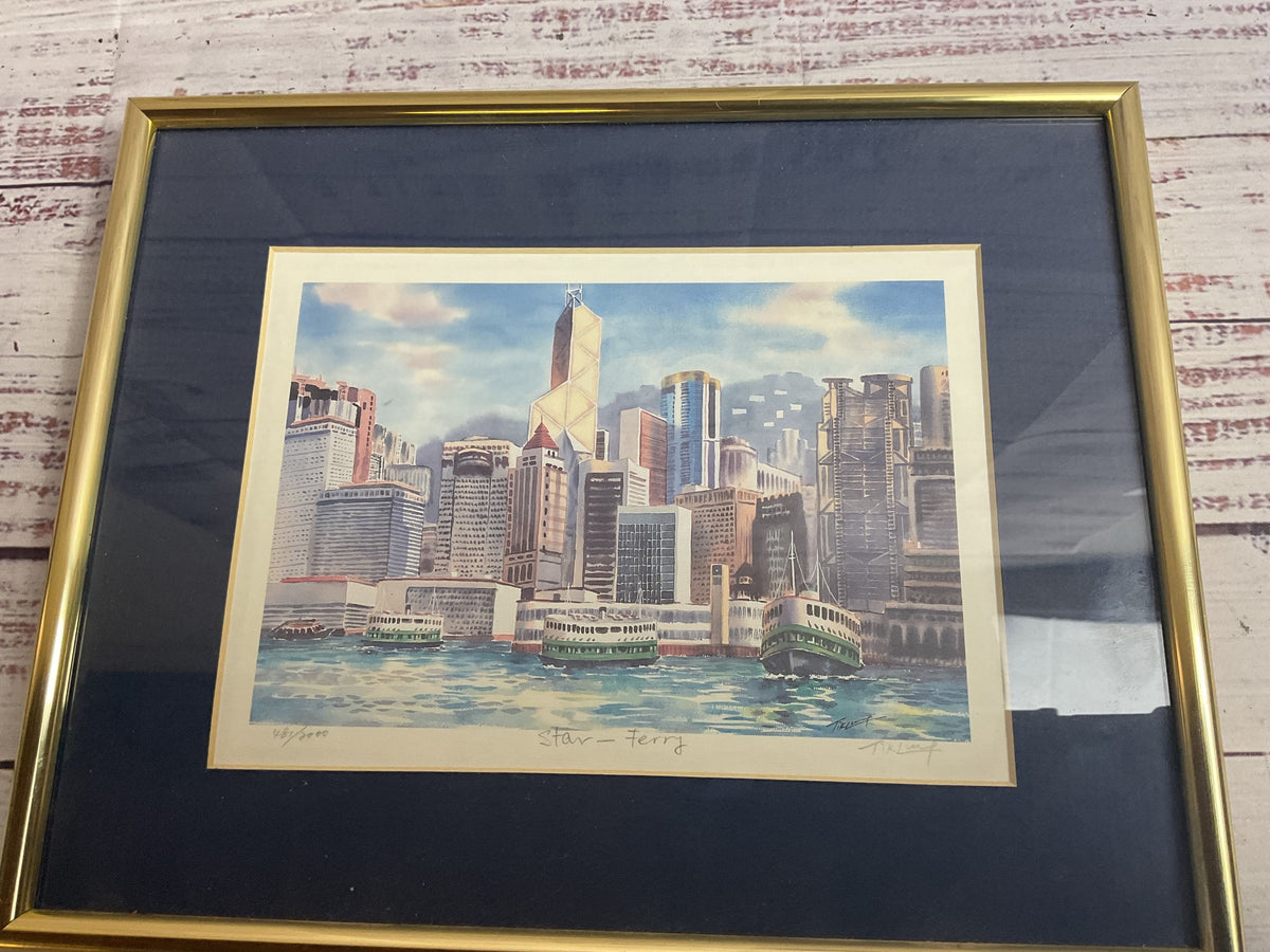Star-Ferry Watercolor Print by Tik Lung Numbered and Signed Framed