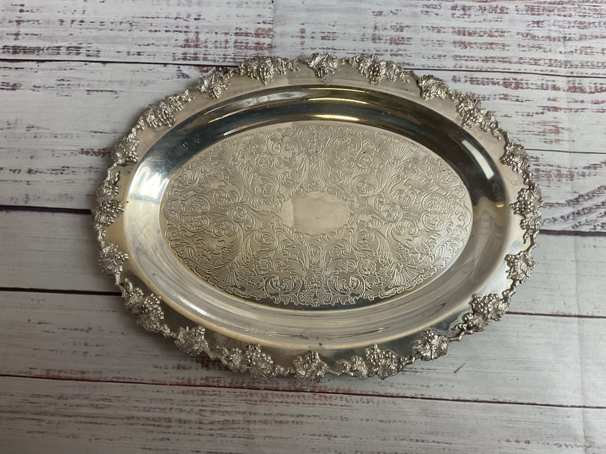 Vintage WM Rogers Silverplated 11" Engraved Tray