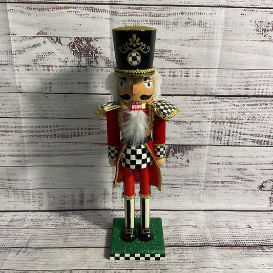Mackenzie Childs 15" White Hair Nutcracker Christmas Holiday Decor