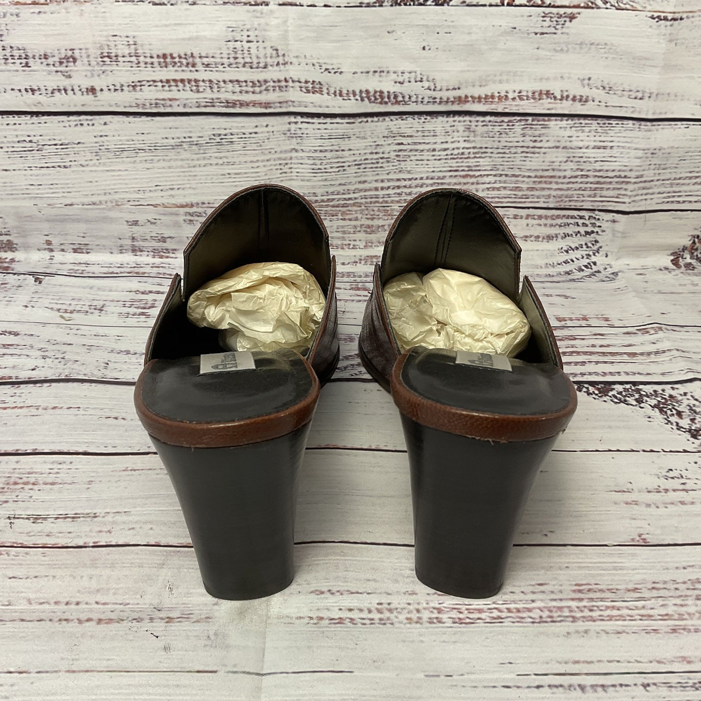 Etienne Aigner Brown Leather Mule Slip on Heel Women Size 8.5 New