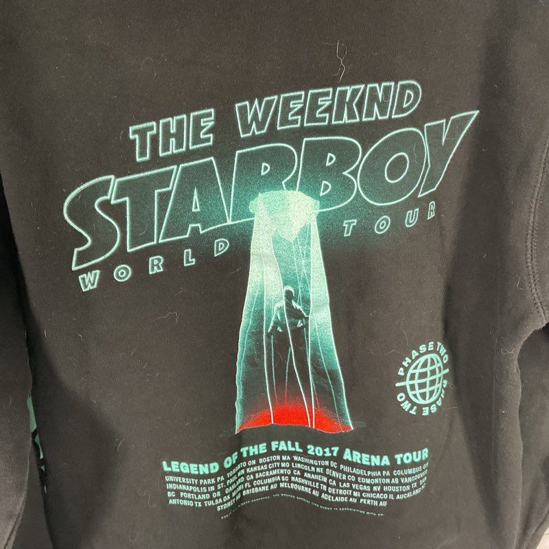 The Weeknd Starboy World Tour Legend of the Fall 2017 Black Hoodie Sweater sz S